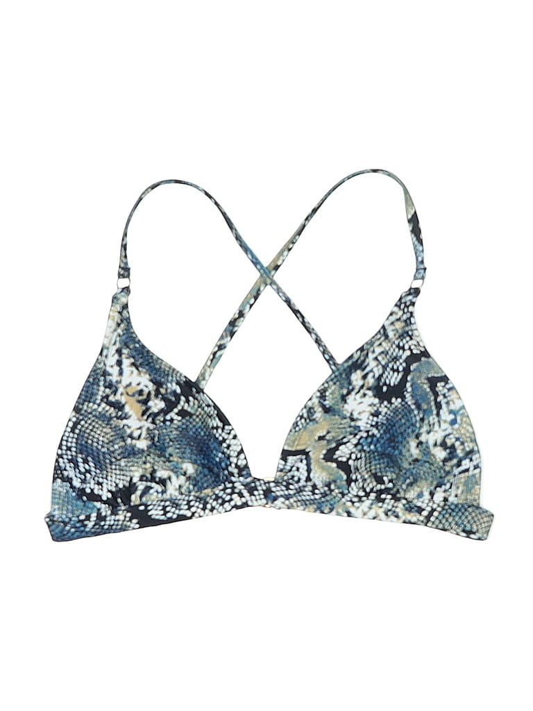 Pre-owned Unbranded Swimsuit Top Blue Print Pattern Swimwear