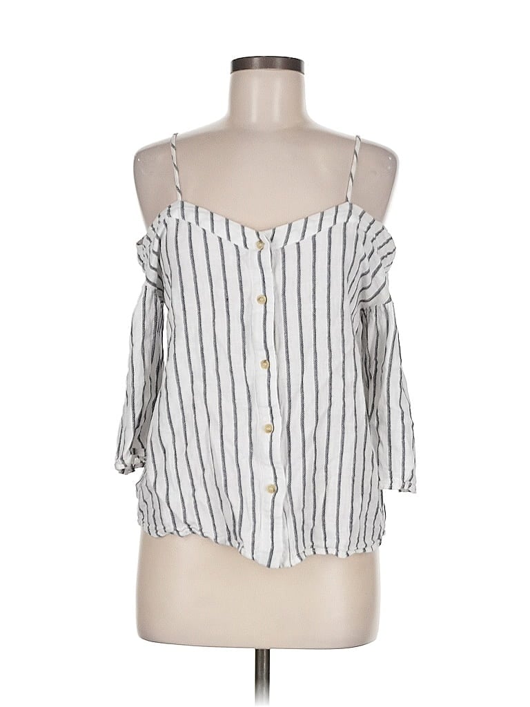 Pre-owned Bp. 3/4 Sleeve Blouse In Silver