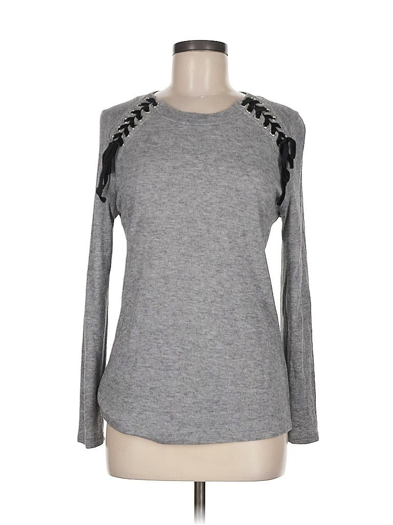 Pre-owned Inc International Concepts Long Sleeve Top Gray Crew Neck Tops