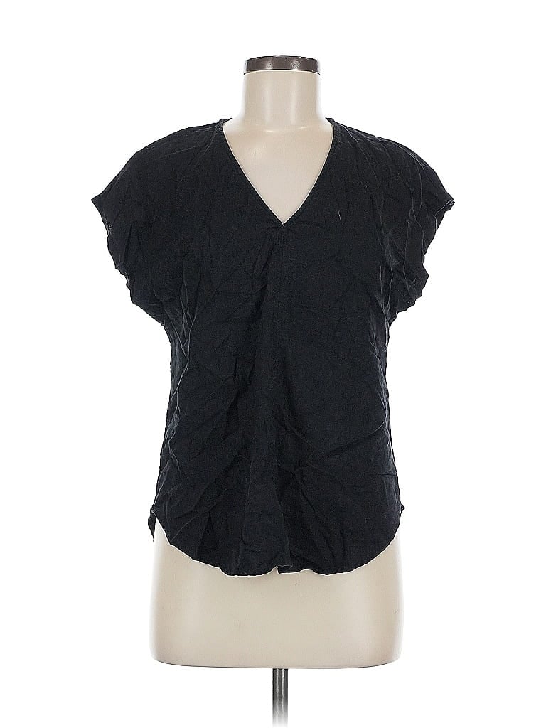 Pre-owned Dkny Short Sleeve Blouse In Black