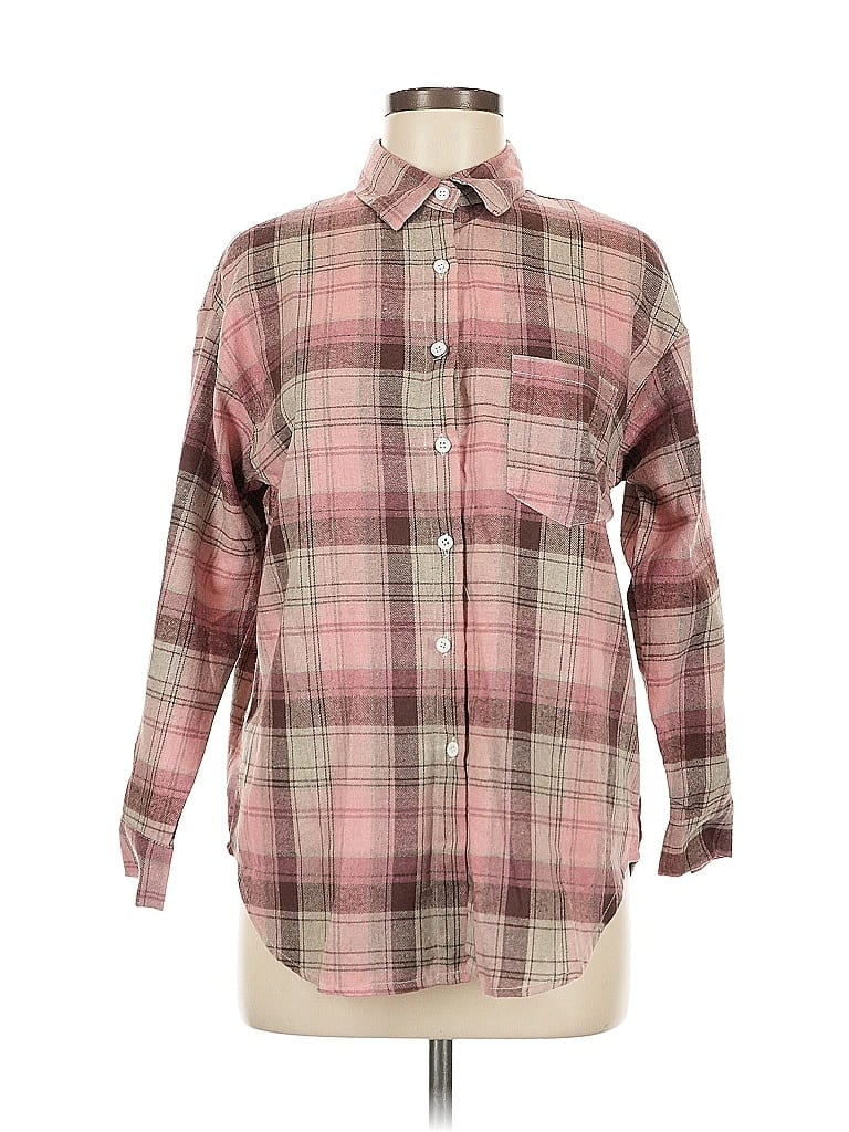 Pre-owned Assorted Brands Long Sleeve Button Down Shirt In Burgundy