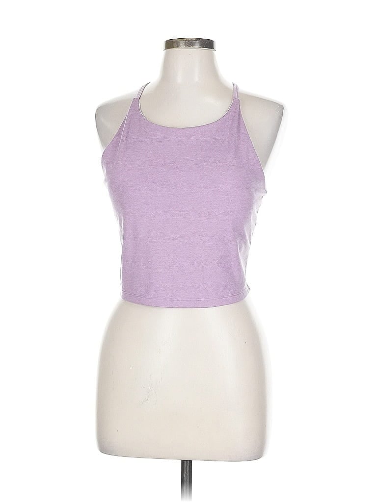 Pre-owned Gap Fit Tank Top Purple Solid Pattern Halter Neckline Tops