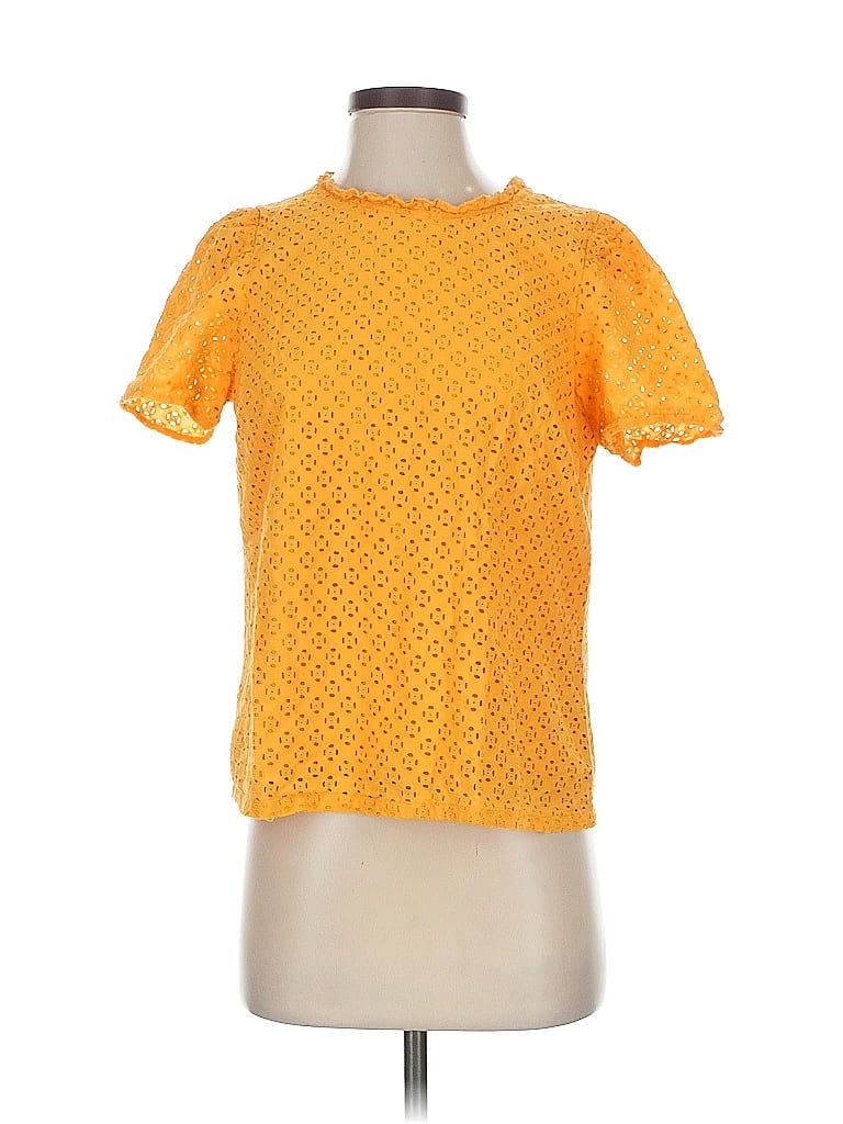 Click to view more detailed imagery on our partner's website Pre-owned J.crew Factory Store Short Sleeve Top Yellow Keyhole Neckline Tops