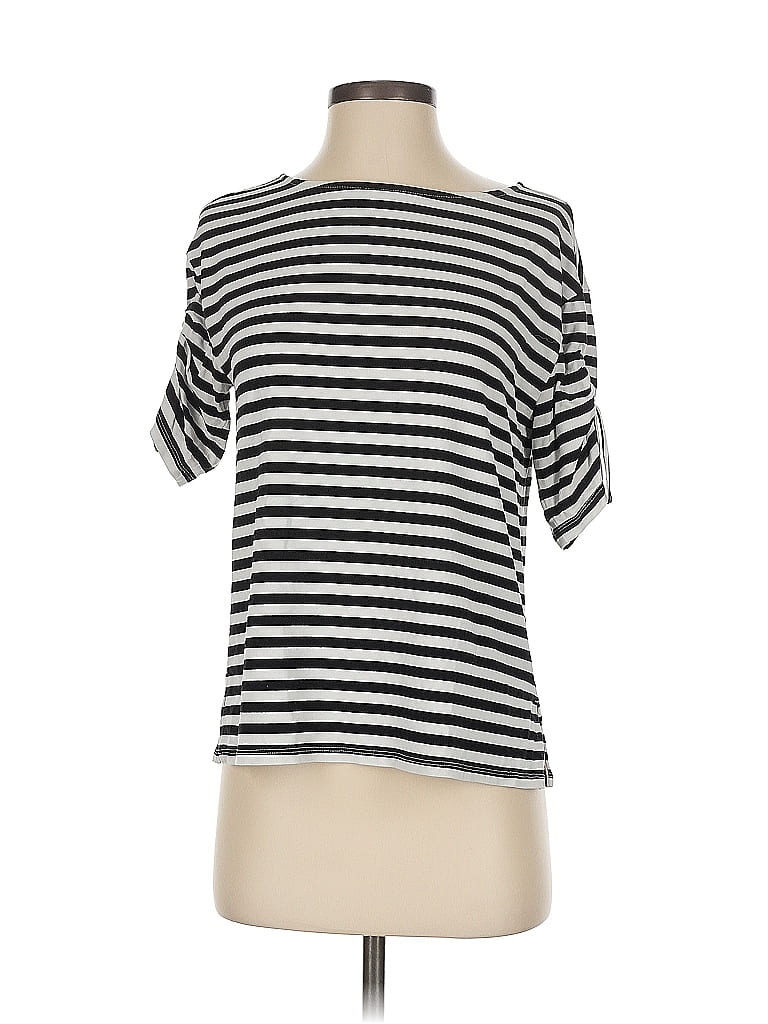 Pre-owned Ann Taylor Factory Short Sleeve Top Black Boatneck Tops