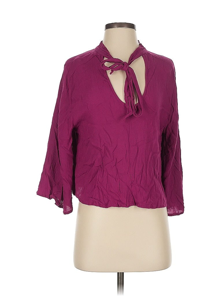 Pre-owned Lucky Brand 3/4 Sleeve Blouse In Burgundy