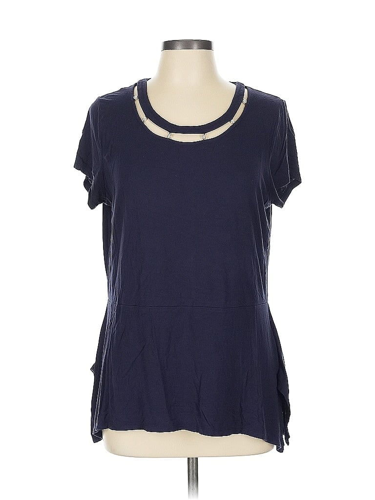 Ivanka Trump Solid Blue Short Sleeve T-Shirt Size L - photo 1