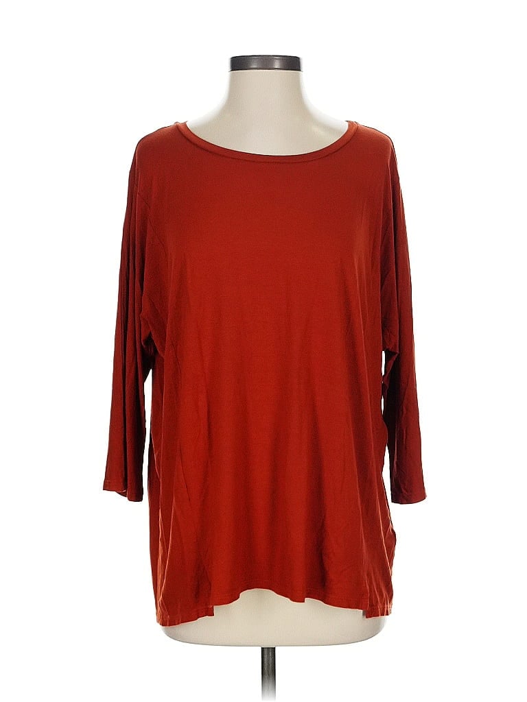 Pre-owned Eileen Fisher 3/4 Sleeve T-shirt In Red