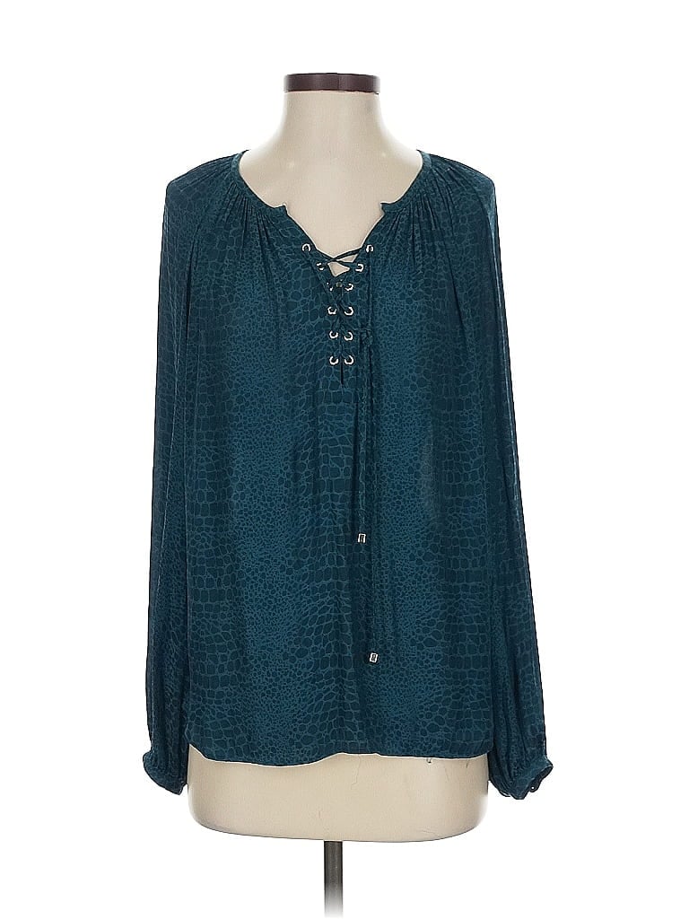 Pre-owned Jennifer Lopez Long Sleeve Blouse In Blue