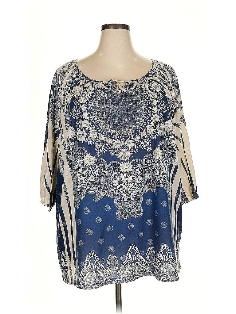 Catherines 100% Polyester Blue 3/4 Sleeve Blouse Size 22 - 24 - photo 1