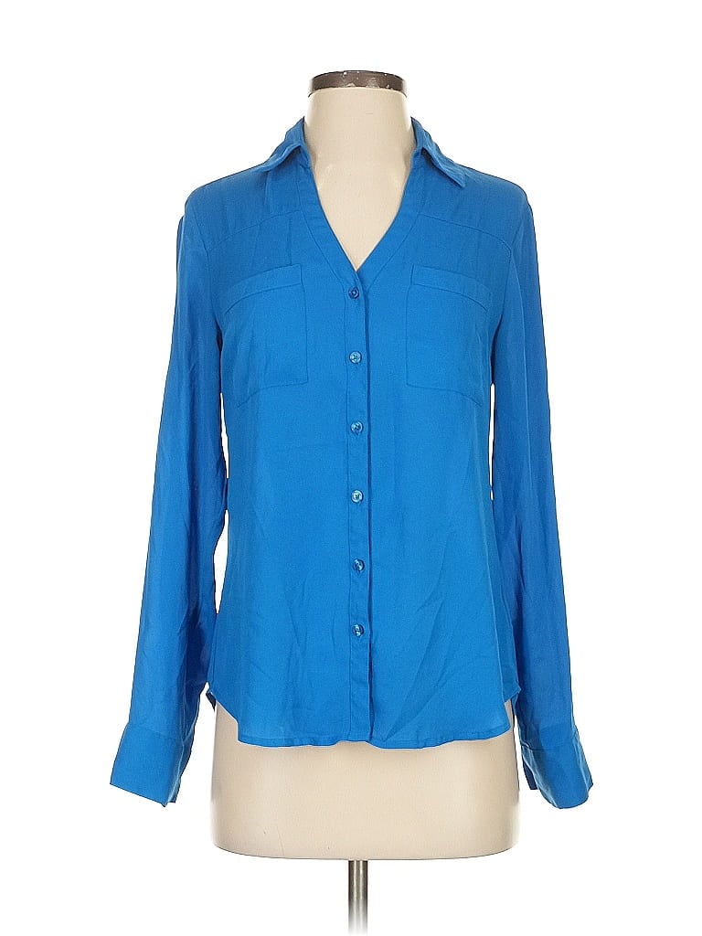 Pre-owned Express Long Sleeve Blouse In Blue