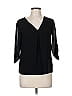 Naked Zebra 100% Polyester Black 3/4 Sleeve Blouse Size M - photo 1