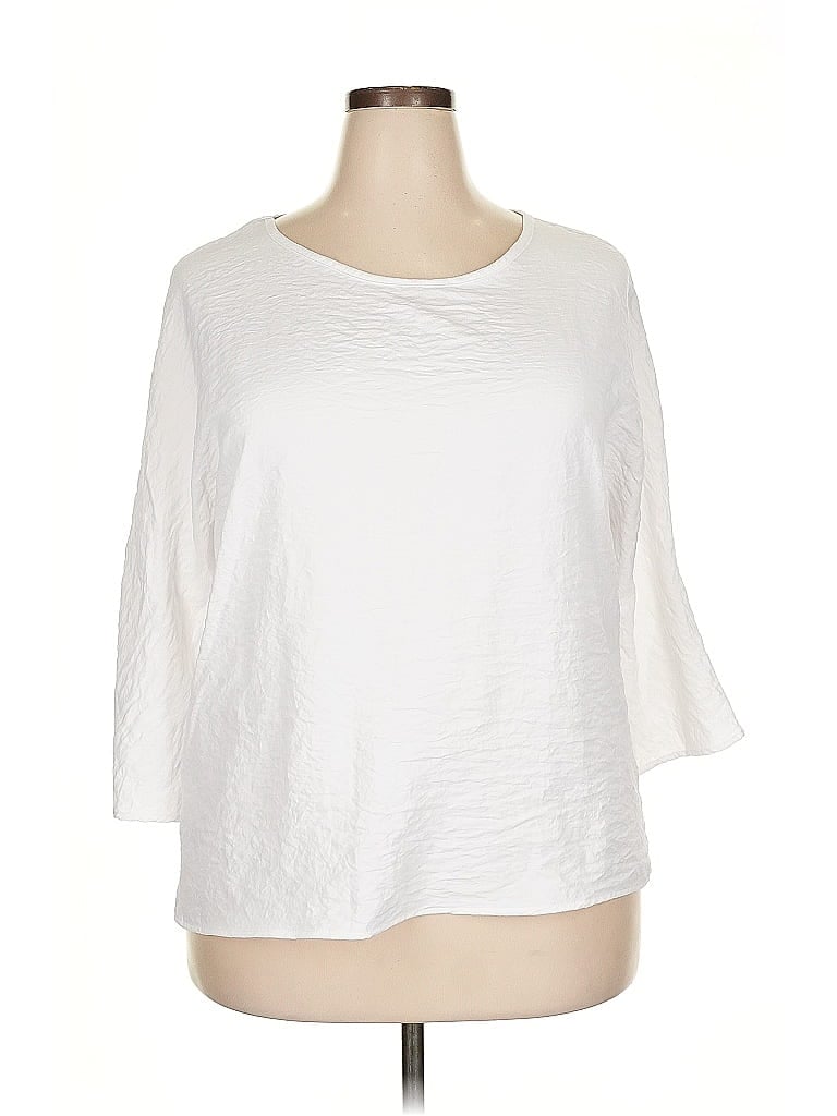 Click to view more detailed imagery on our partner's website Pre-owned Unbranded 3/4 Sleeve Top White Boatneck Tops