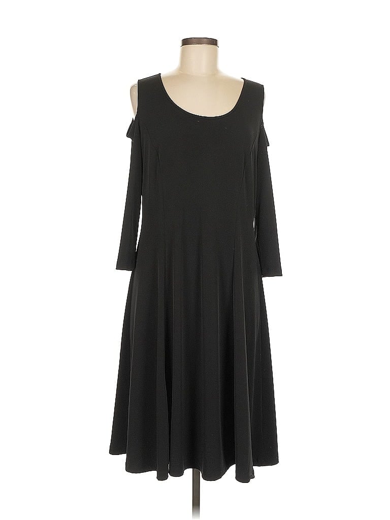 Susan Graver Solid Black Casual Dress Size M - photo 1