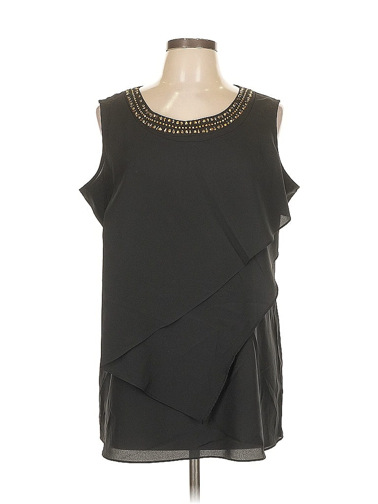 DG^2 by Diane Gilman 100% Polyester Black Sleeveless Blouse Size L - photo 1