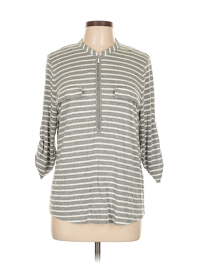 Pre-owned Calvin Klein 3/4 Sleeve Blouse In Gray