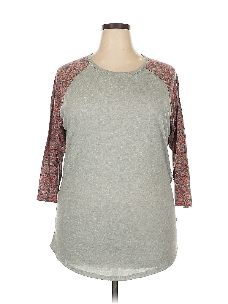 Pre-owned Lularoe 3/4 Sleeve T-shirt In Gray