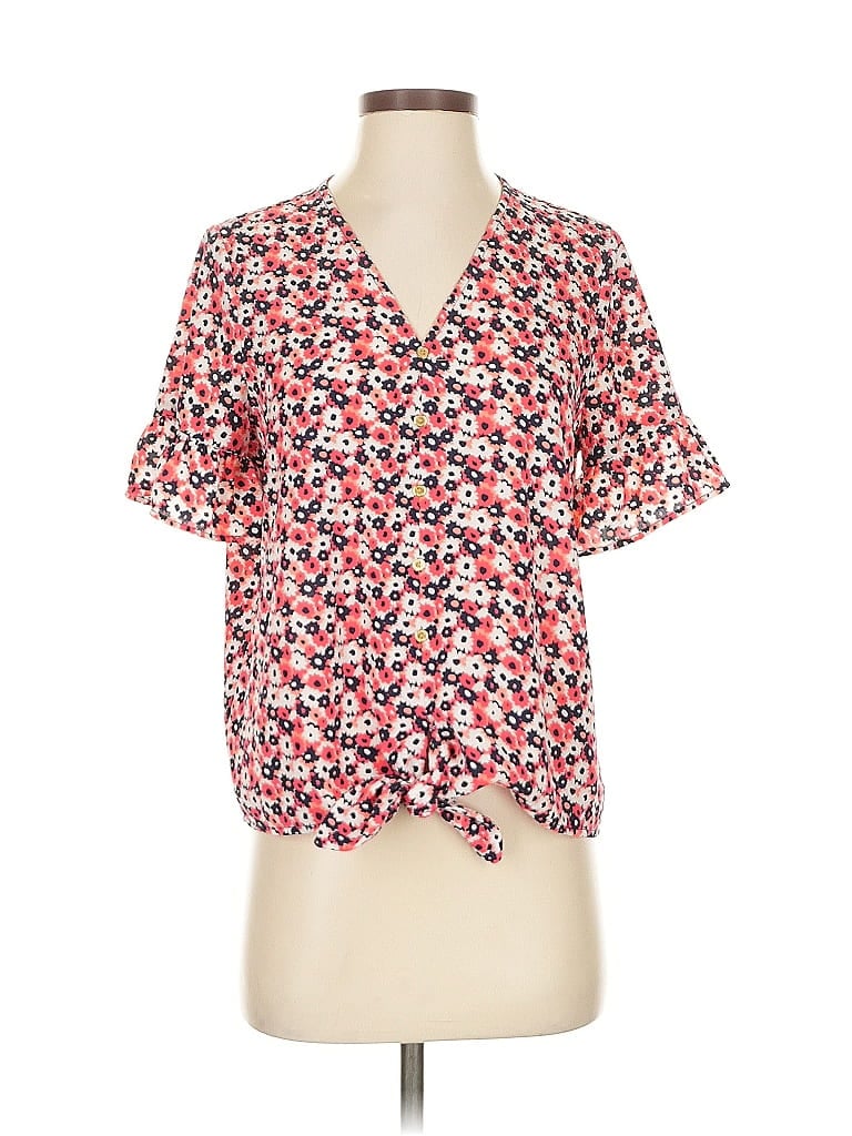 Pre-owned Michael Michael Kors Short Sleeve Blouse In Red