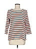 Talbots Outlet 100% Cotton Stripes Orange 3/4 Sleeve Top Size M - photo 1