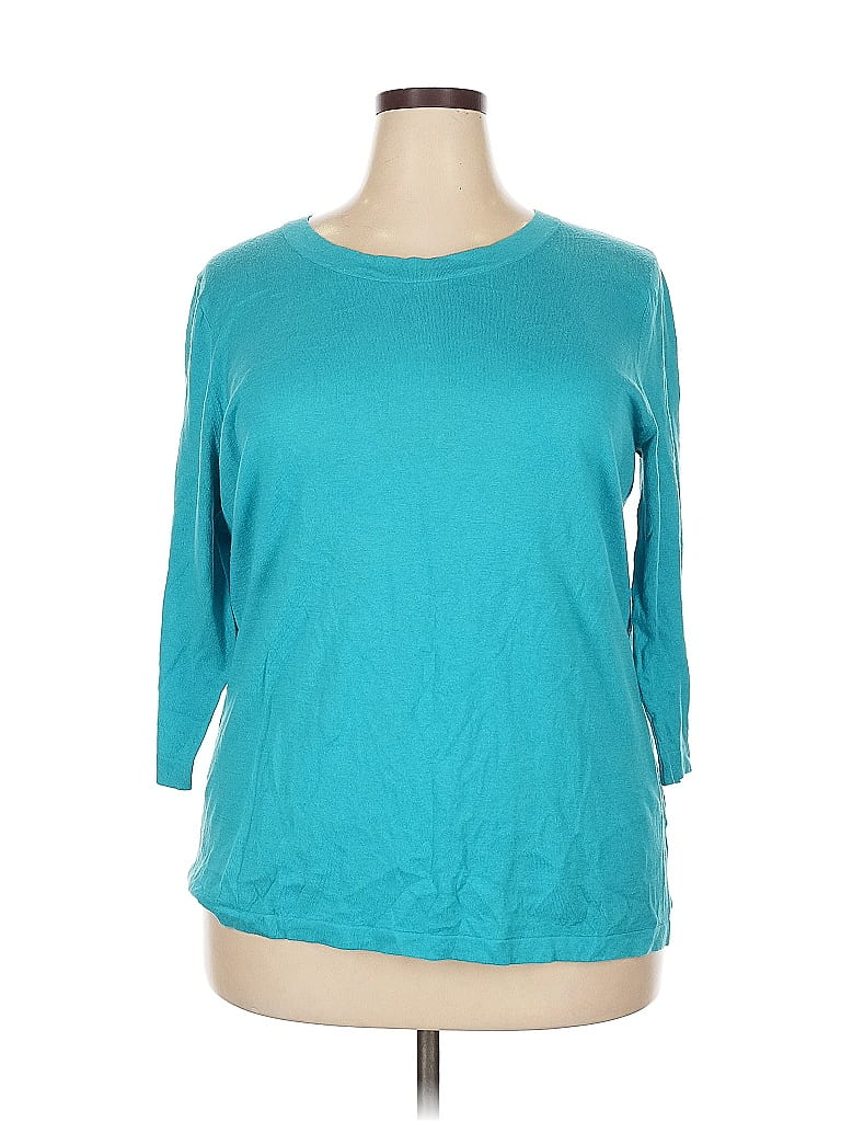 August Silk 100% Cotton Teal Pullover Sweater Size 2X - photo 1