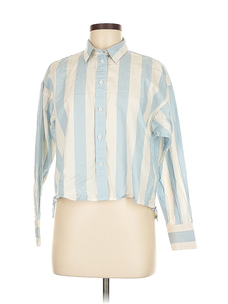 J.Crew Collection 100% Cotton Stripes Blue Long Sleeve Button-Down Shirt Size 6 - photo 1