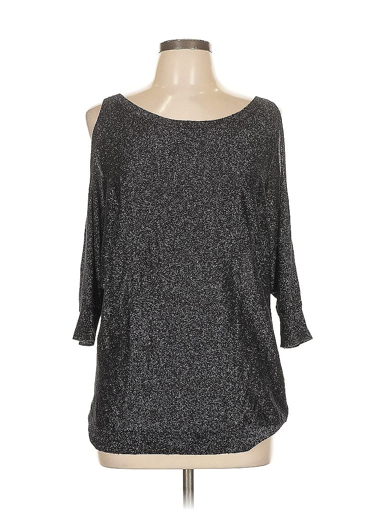 Pre-owned Express 3/4 Sleeve Top Gray Cold Shoulder Neckline Tops