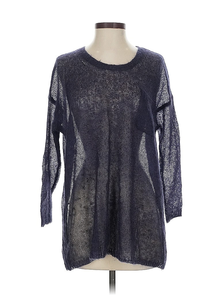 Pre-owned Theory 3/4 Sleeve Top Blue Crew Neck Tops