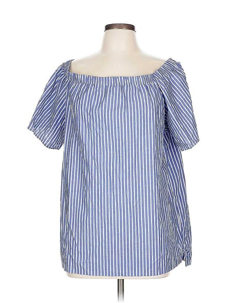 Pre-owned Banana Republic Short Sleeve Blouse In Blue
