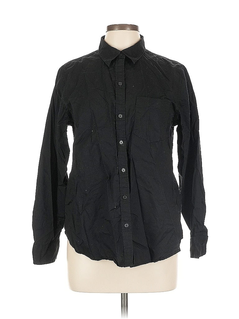 Pre-owned Old Navy Long Sleeve Button Down Shirt In Black
