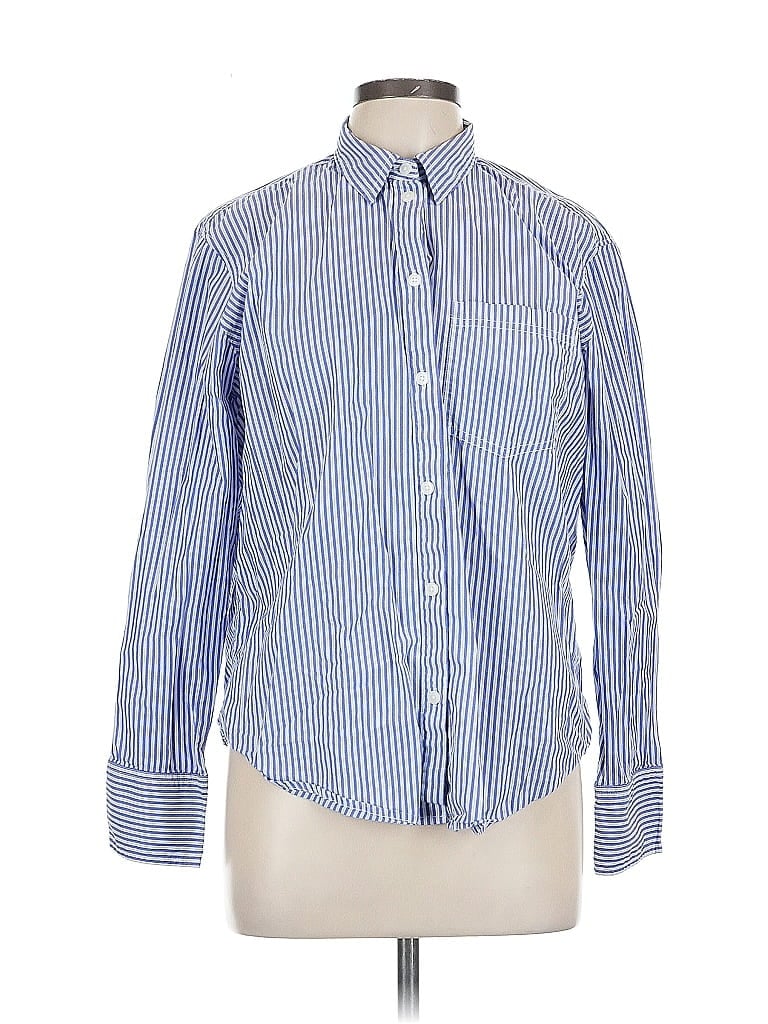 J.Crew 365 100% Cotton Stripes Blue Long Sleeve Button-Down Shirt Size 12 - photo 1
