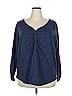 Roaman's 100% Cotton Blue Long Sleeve Blouse Size 26 - 28 - photo 1
