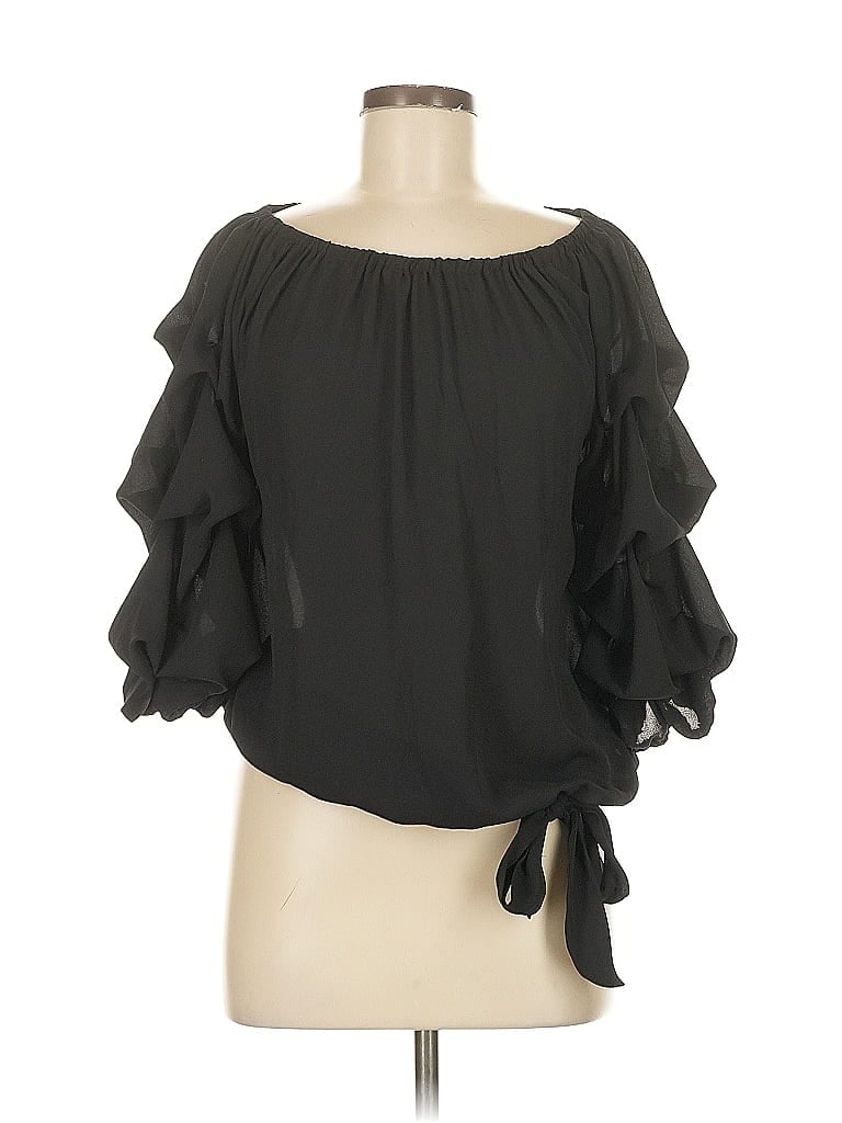 CeCe 100% Polyester Black 3/4 Sleeve Blouse Size M - photo 1