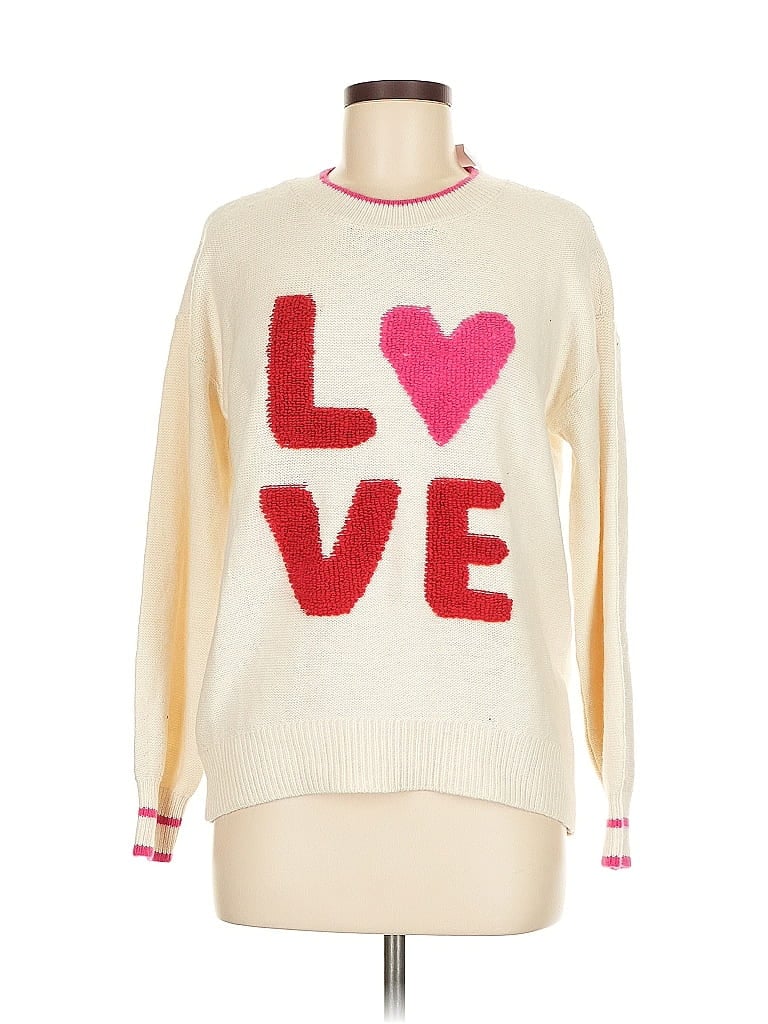 Lou & Grey Hearts Ivory Pullover Sweater Size M - photo 1