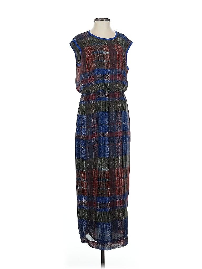 HD in Paris 100% Polyester Plaid Blue Casual Dress Size 2 - photo 1