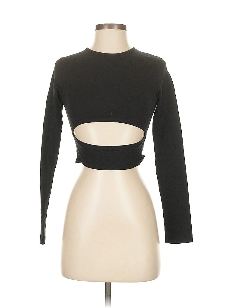 Pre-owned Adika Long Sleeve Top Black Keyhole Neckline Tops