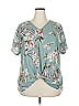 West Kei 100% Polyester Teal Short Sleeve Blouse Size XXL - photo 1