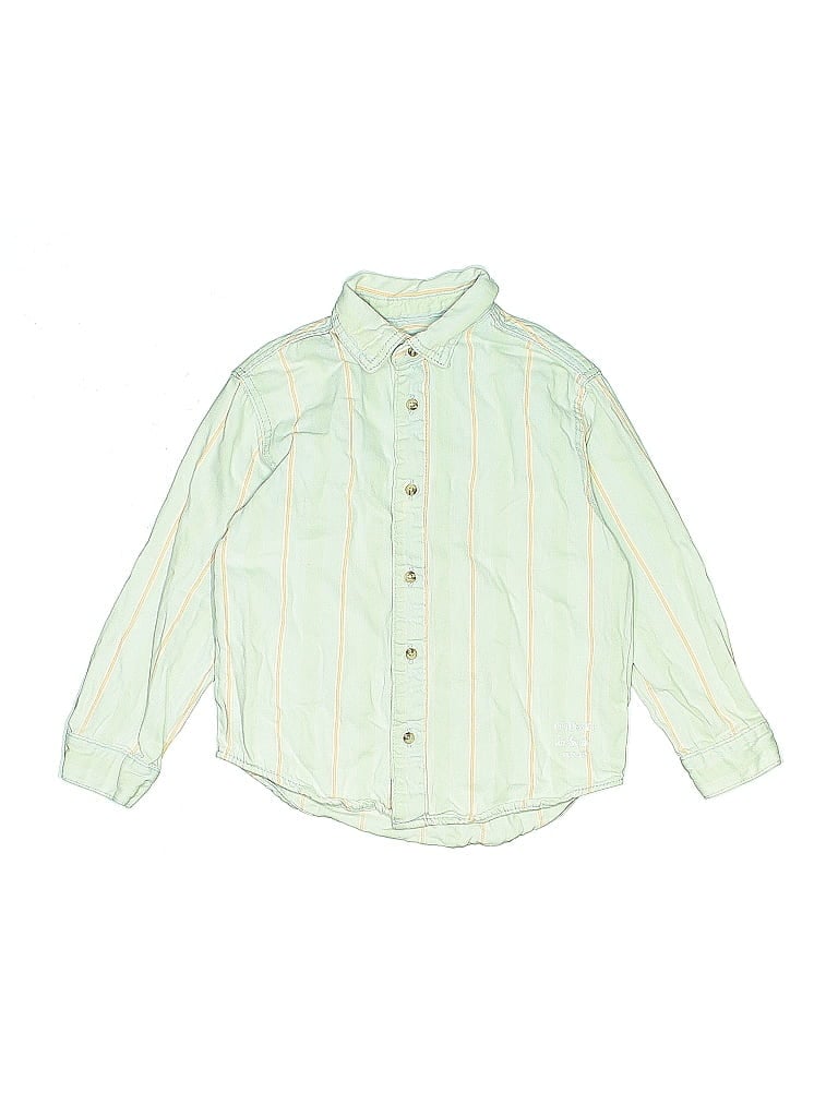 Zara Stripes Green Long Sleeve Button-Down Shirt Size 7 - photo 1