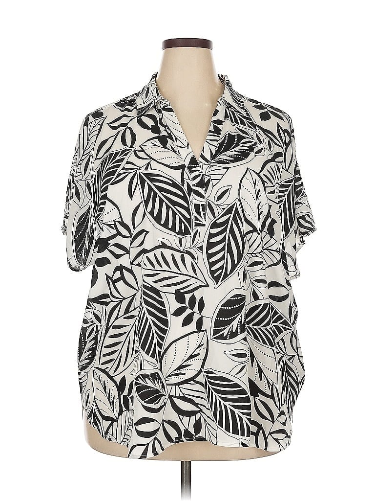 Pre-owned Nydj Short Sleeve Blouse In White