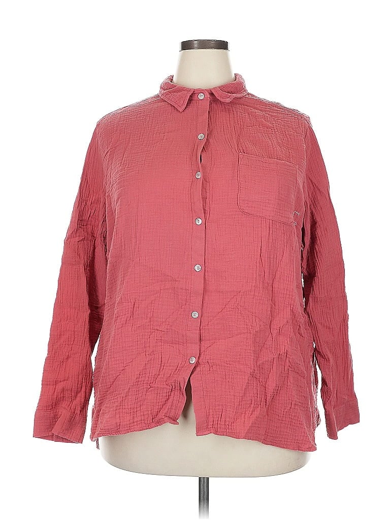 JESSICA SIMPSON Pre-owned Long Sleeve Button Down Shirt In Red