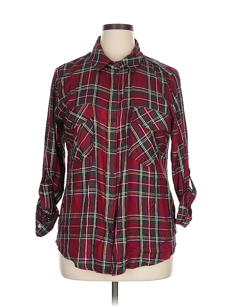 Pre-owned Sanctuary Long Sleeve Button Down Shirt In Burgundy