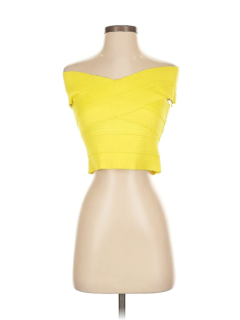 Pre-owned Assorted Brands Tube Top Yellow Strapless Neckline Tops