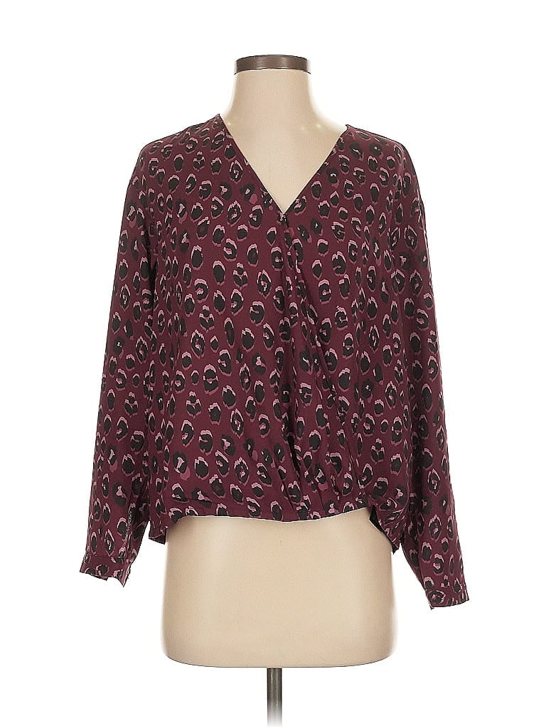 Pre-owned 7 For All Mankind 3/4 Sleeve T-shirt In Burgundy