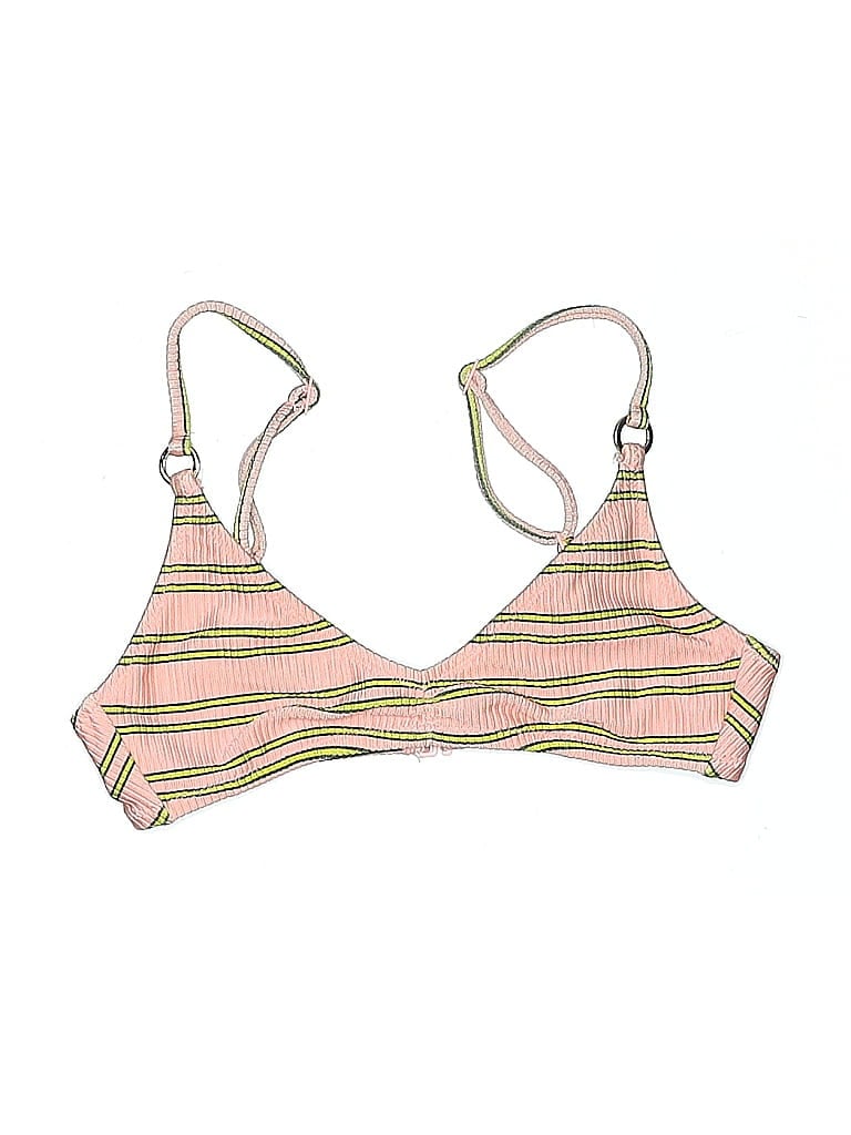 Pre-owned Aerie Swimsuit Top Pink Stripes Pattern Swimwear