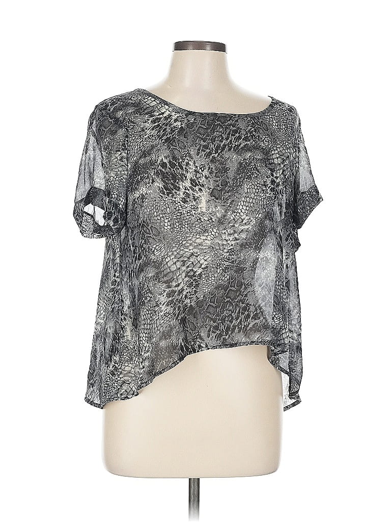 Pre-owned Kirra Short Sleeve Blouse In Silver