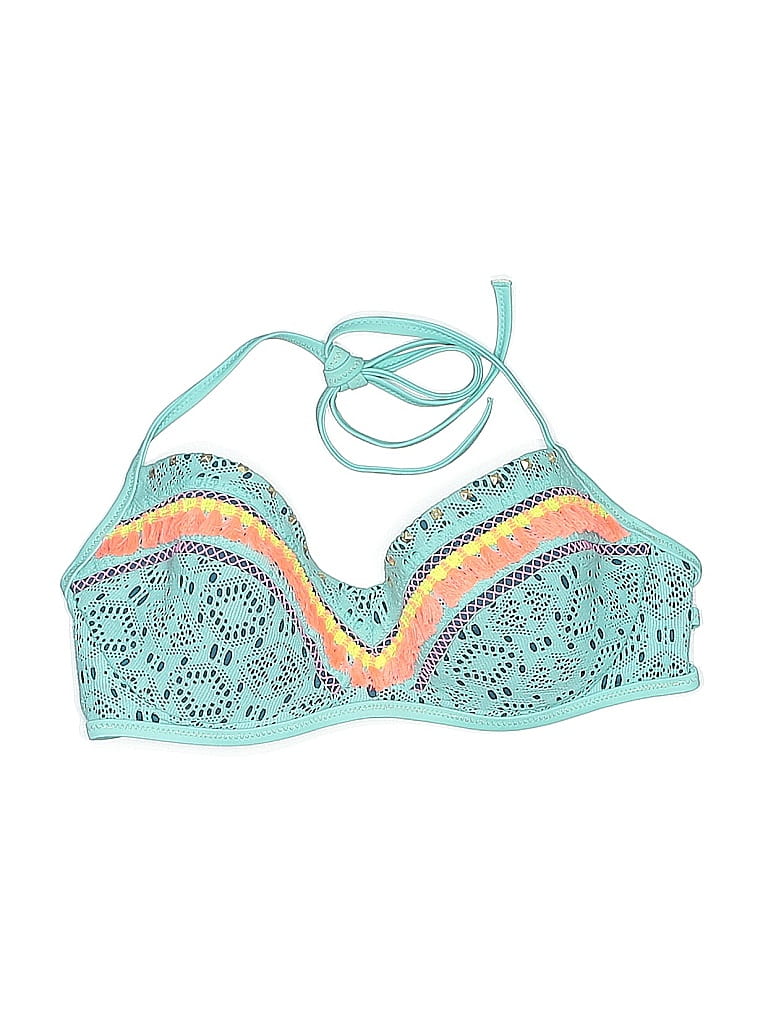 Pre-owned Shade & Shore Swimsuit Top Teal Swimwear In Blue