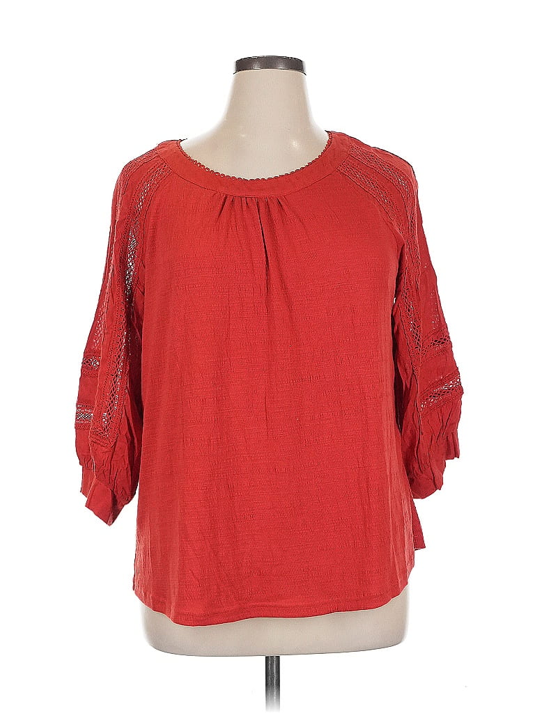 Skies Are Blue Red 3/4 Sleeve Blouse Size XL (petite) - photo 1
