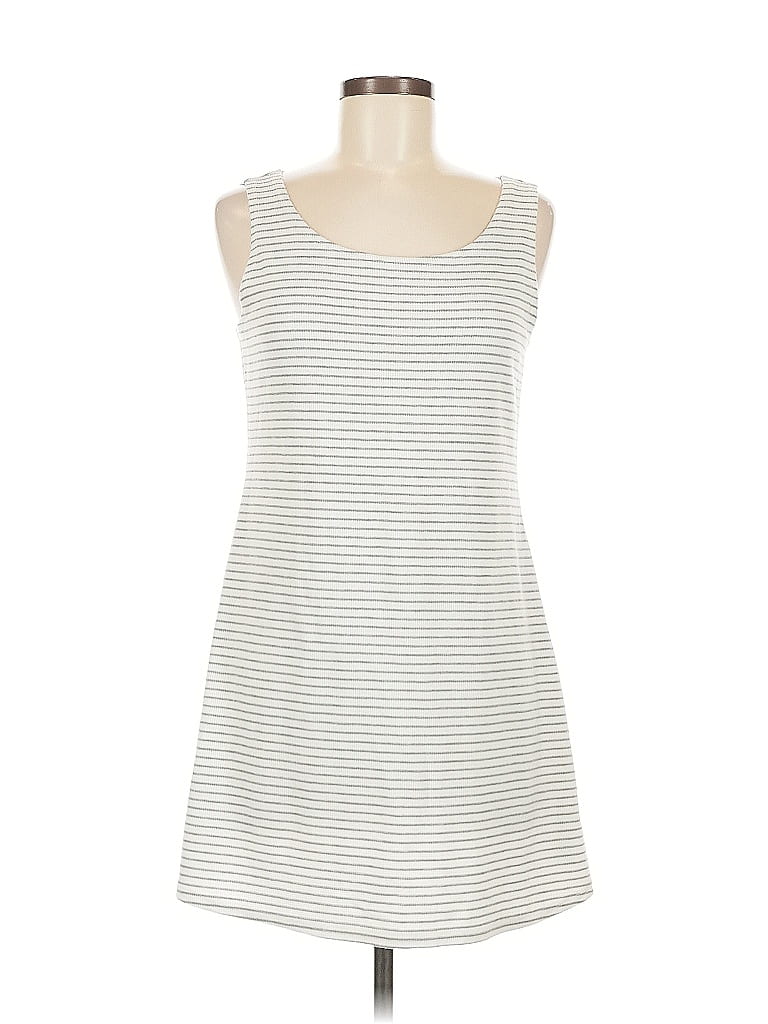 LOGO by Lori Goldstein Stripes White Casual Dress Size M - photo 1