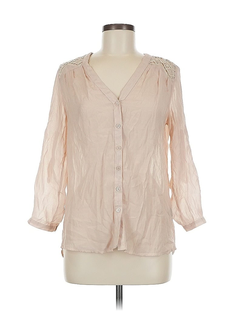 Pre-owned Love Stitch 3/4 Sleeve Blouse In Brown