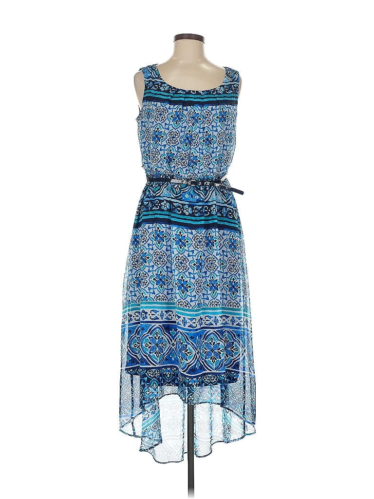 AB Studio 100% Polyester Paisley Blue Casual Dress Size M - photo 1