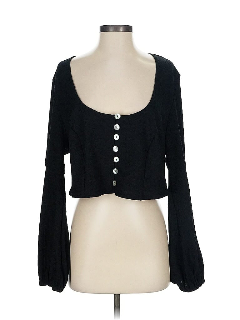 Assorted Brands Long Sleeve Top Black Sweetheart Neckline Tops