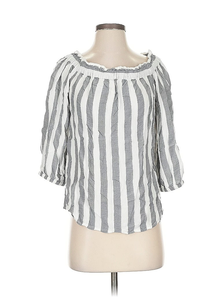 Pre-owned Banana Republic Factory Store 3/4 Sleeve Blouse In Silver